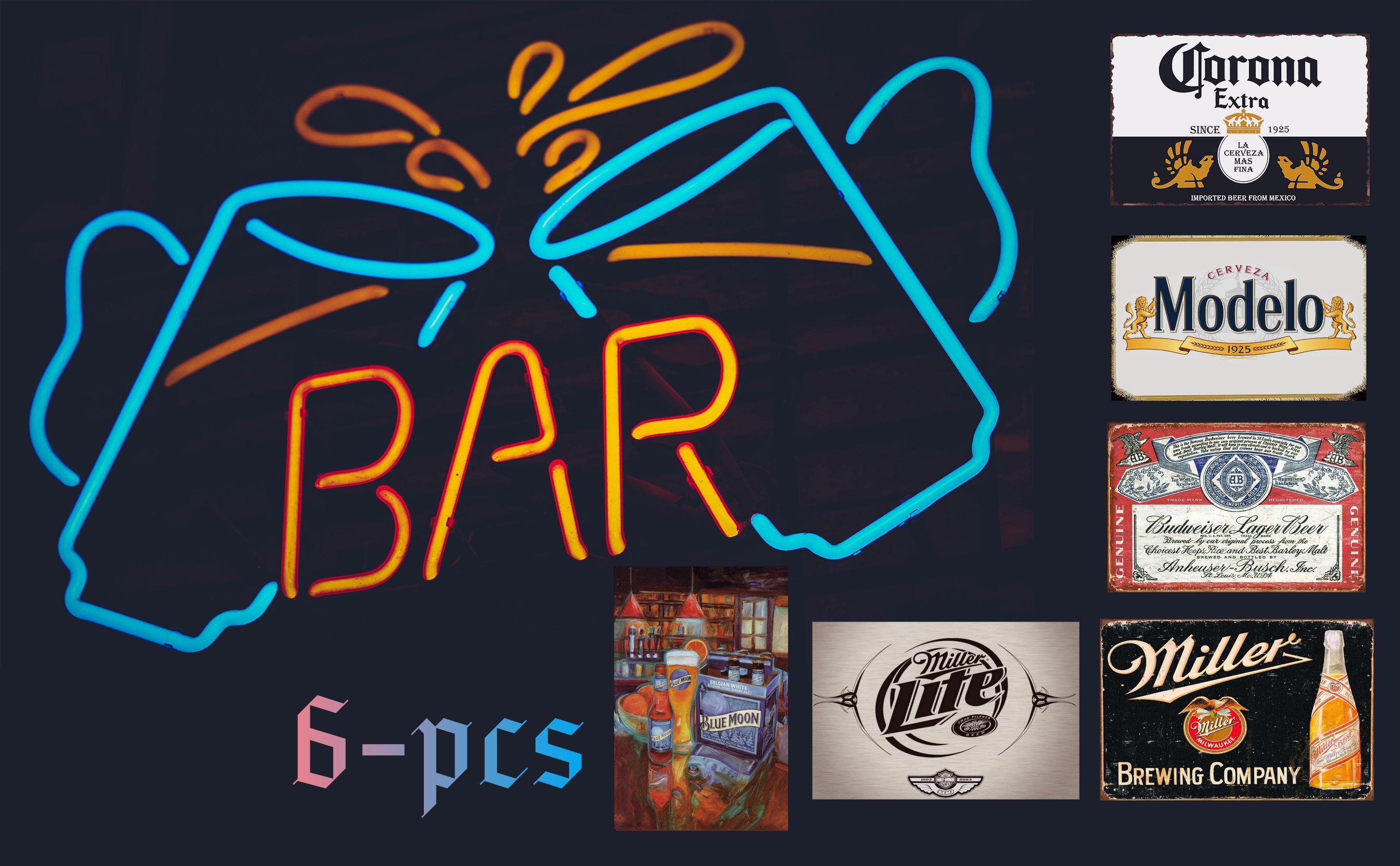 Amazon.com: Beer Sign Extravaganza - 6 Piece Metal Wall Decor Set